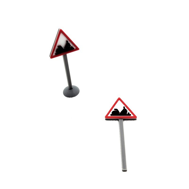 Señal peligro proyección de gravilla