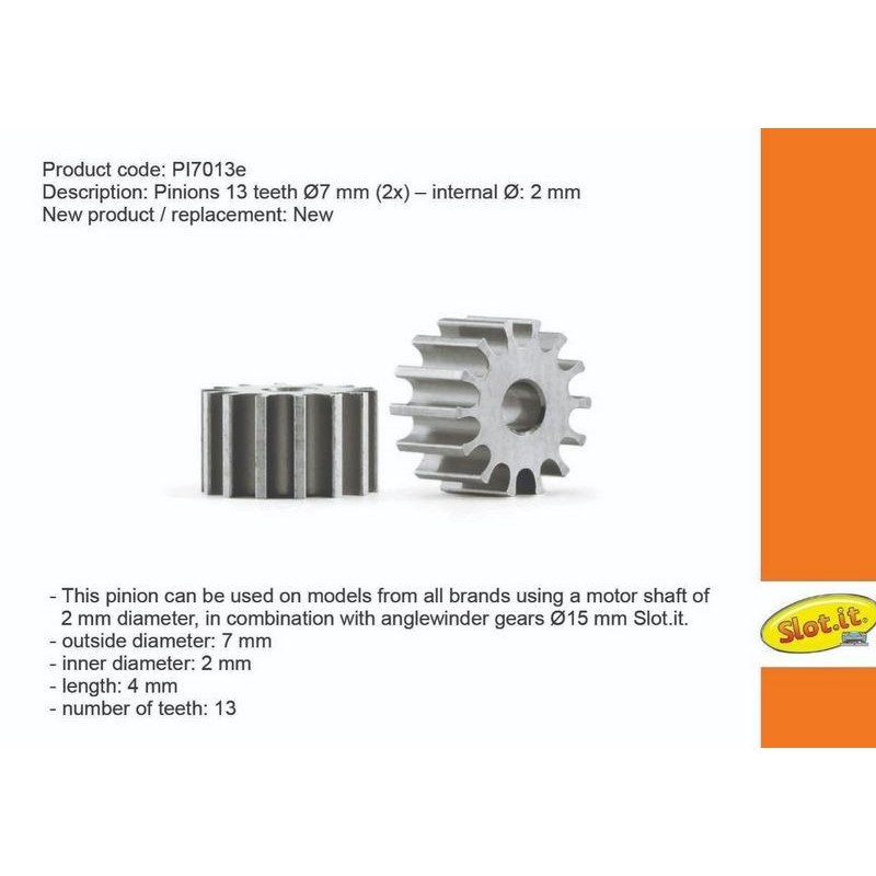 Piñón 13d. diámetro 7mm.